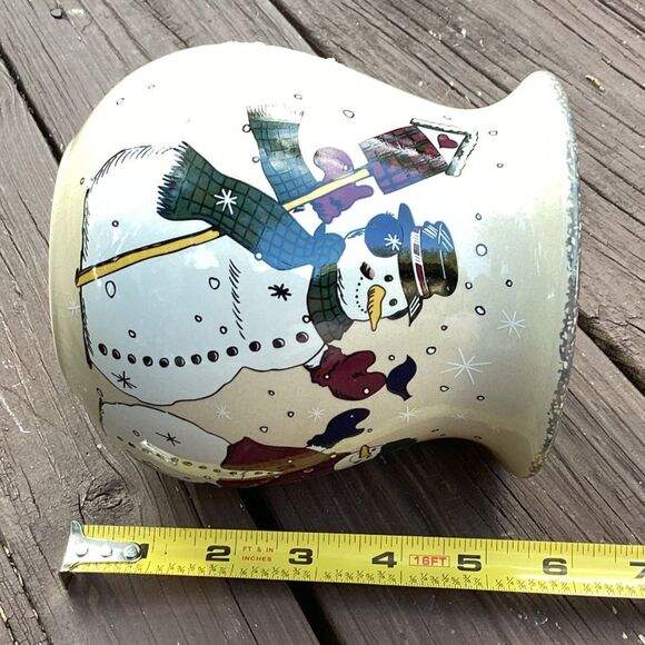 Home Garden Party Stoneware Snowman Collection Christmas Bowl Vase Cachepot 2005 - Picture 3 of 3